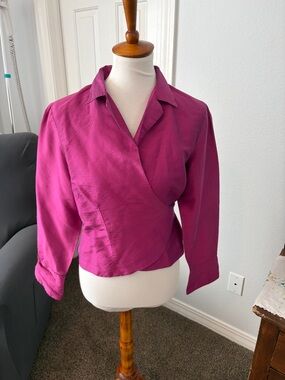 Worthington 100% silk Magenta Wrap Blouse